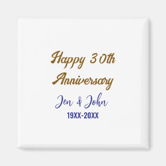 Imán Feliz 30° aniversario de boda de oro azul real