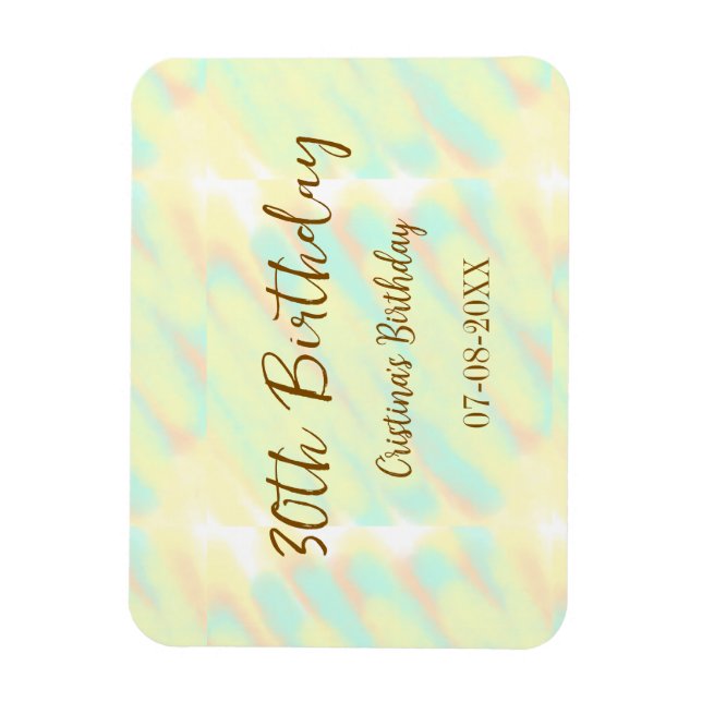 Imán Feliz 30 cumpleaños naranja amarillo acuarela (Vertical)