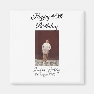 Imán Feliz 40 cumpleaños foto simple moderno mínimo