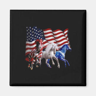 Imán Feliz 4 de julio Bandera Americana Caballo Rojo Bl