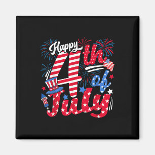 Imán Feliz 4 De Julio Bandera Estadounidense 4 De Julio