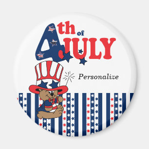 Imán Feliz 4 de julio de oso