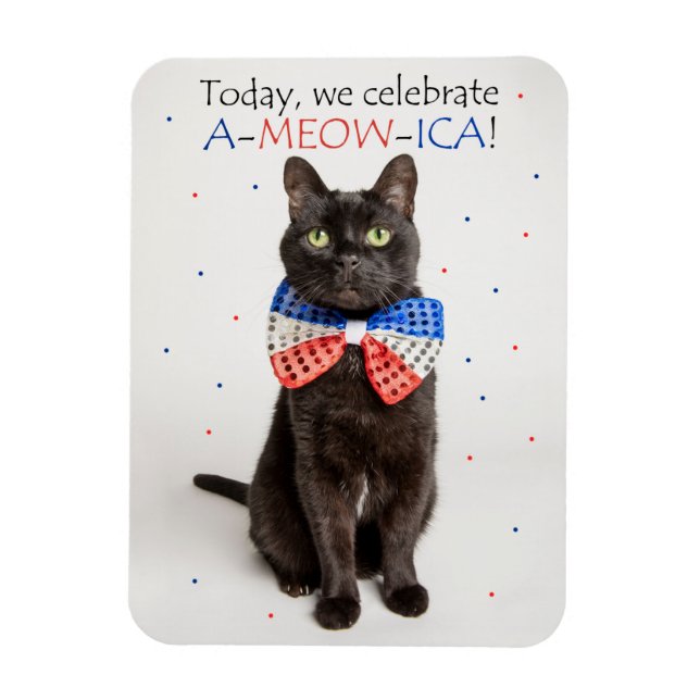 Imán Feliz 4 de julio para cualquiera de los gatos patr (Vertical)