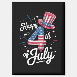 Imán Feliz 4 de Julio Patriótica Bandera Americana EEUU