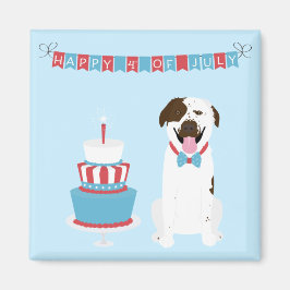 Imán Feliz 4 de julio Perro Rojo Azul Blanco