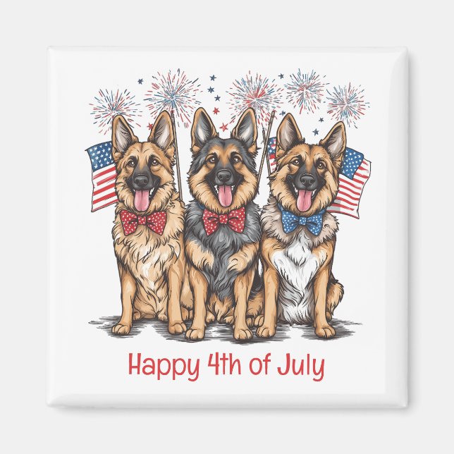 Imán Feliz 4 De Julio, Perros Pastores Alemanes (Frente)