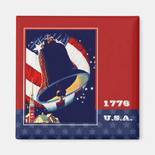 Imán Feliz 4 de julio. Vintage Liberty Bell