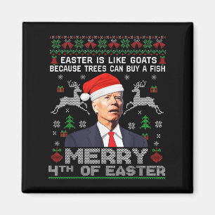 Imán Feliz 4 de Pascua Divertido Biden Suéter Feo de Na