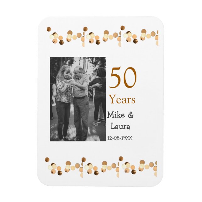 Imán Feliz 50° aniversario agregar pareja fecha de matr (Vertical)