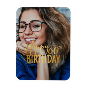 Imán Feliz 60 aniversario Script de foto personalizada