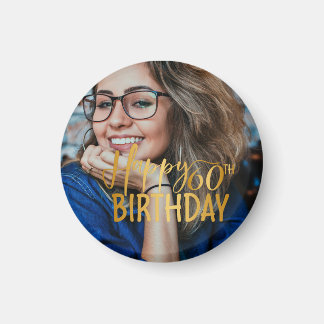 Imán Feliz 60 aniversario Script de foto personalizada