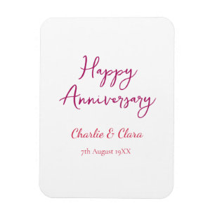 Imán Feliz aniversario agregar nombre rosa negrita nomb