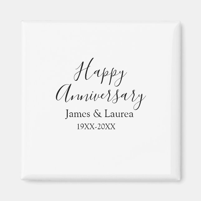 Imán Feliz aniversario boda fecha año simple mi (Frente)