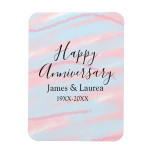 Imán Feliz aniversario boda nombre fecha año pastel