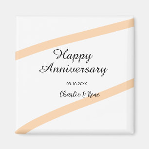 Imán Feliz aniversario de bodas líneas pastel naranja n