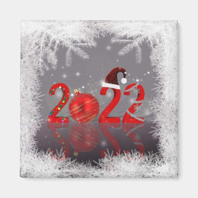 Imán Feliz Año Nuevo 2022 de Navidad con los Ríos (Frente)