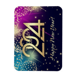 Imán Feliz Año Nuevo 2023. Fuegos artificiales y número