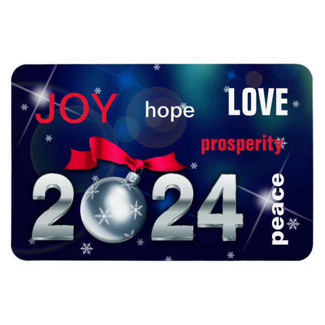 Imán Feliz Año Nuevo 2023. Navidades Bauble (Horizontal)