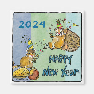 Imán Feliz Año Nuevo 2024 Chipmunks Personalizado Magne