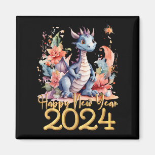 Imán Feliz Año Nuevo 2024 Color del agua del dragón chi