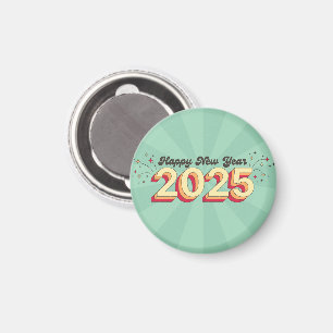 Imán Feliz año nuevo 2025 3d groovy retro texto