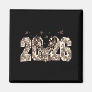 Imán Feliz Año Nuevo 2026 Camuflaje Caza de Ciervos Cam