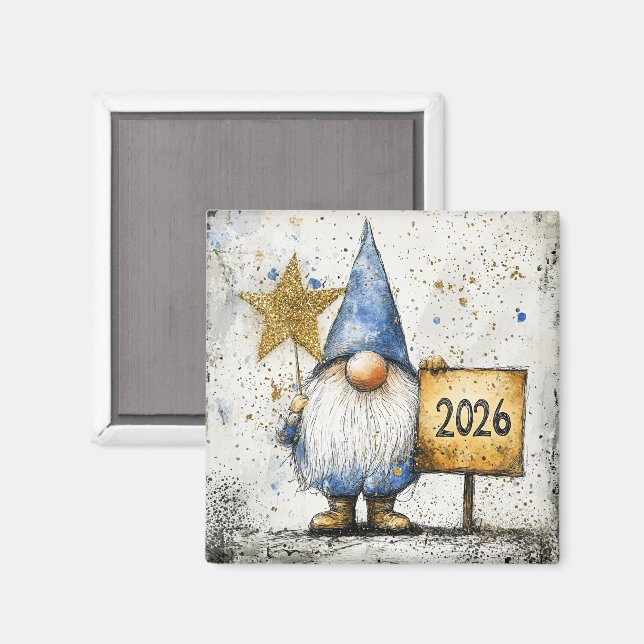 Imán Feliz Año Nuevo, 2026, Celebración (Anverso/Reverso)