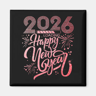 Imán Feliz Año Nuevo 2026 Fiesta de carga de fuegos art