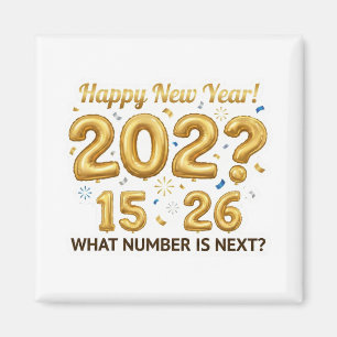 Imán Feliz Año Nuevo 2026 Globos de Oro Lógica Quiz Imá