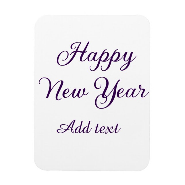 Imán Feliz año nuevo caligrafía morada simple minimalis (Vertical)