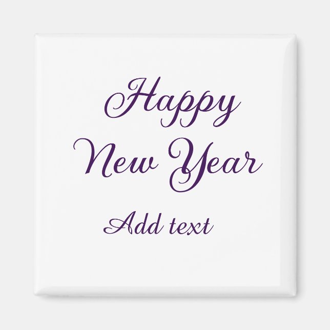 Imán Feliz año nuevo caligrafía morada simple minimalis (Frente)