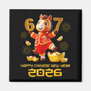 Imán Feliz Año Nuevo Chino 2026 Caballo Divertido 6 7 M