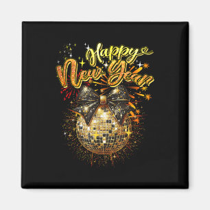 Imán Feliz Año Nuevo Coquette Bow Disco Nochevieja