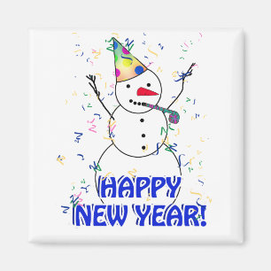 Imán Feliz Año Nuevo desde la celebración de Snowman