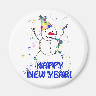 Imán Feliz Año Nuevo desde la celebración de Snowman
