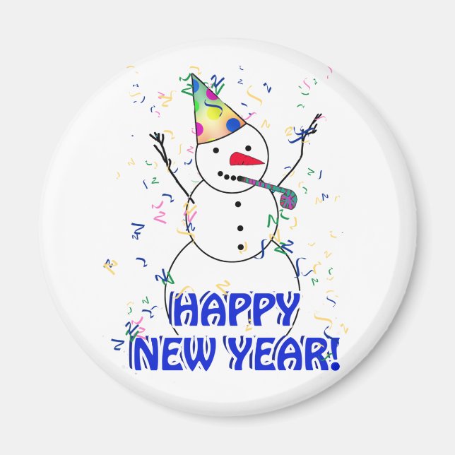 Imán Feliz Año Nuevo desde la celebración de Snowman (Frente)