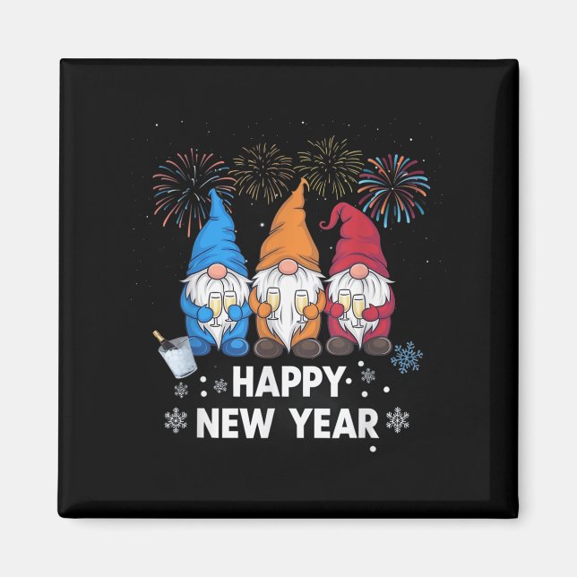 Imán Feliz Año Nuevo Eve Fiesta Gnomes Matar Familia O (Frente)