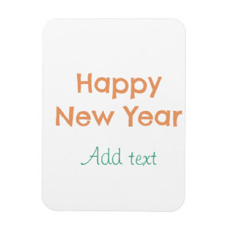 Imán Feliz año nuevo naranja verde nombre fecha moderno