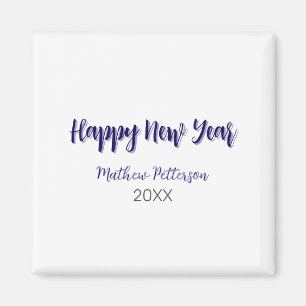 Imán Feliz año nuevo púrpura añada de negro año simple