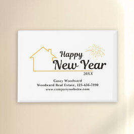 Imán Feliz Año Nuevo | Real Estate Moderno Personalizad