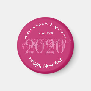 Imán Feliz Año Nuevo RENUEVO VISIÓN 2020 PINK elegante