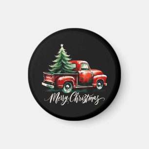 Imán Feliz Árbol De Navidad En La Familia Vintage Del C