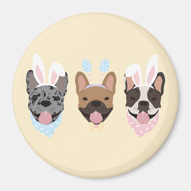 Imán Feliz Bulldog francés de Pascua (Frente)
