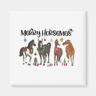 Imán Feliz Caballo de Navidad Flor de Caballo Equino