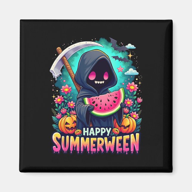 Imán Feliz Calaveras de Summerween Jack-o-lantern Sandí (Frente)
