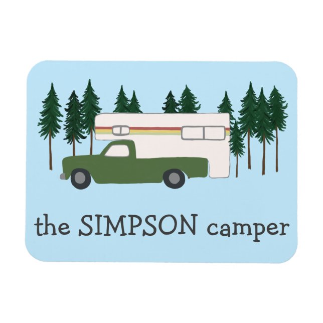 Imán FELIZ CAMPER Camión Camping RVing Motorhome Trees (Horizontal)