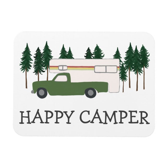 Imán FELIZ CAMPER Camión Camping RVing Motorhome Trees (Horizontal)