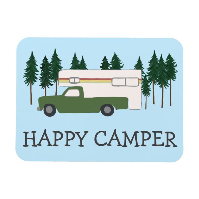 Imán FELIZ CAMPER Camión Camping RVing Motorhome Trees (Horizontal)