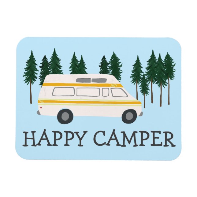 Imán FELIZ CAMPER Vanlife RVing Motorhome Trees (Horizontal)