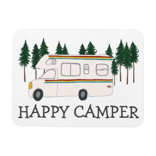 Imán FELIZ CAMPER Whimsical Retro RVing Motorhome Trees